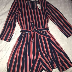 NWT Banana Republic Stripe Belted Vee Romper